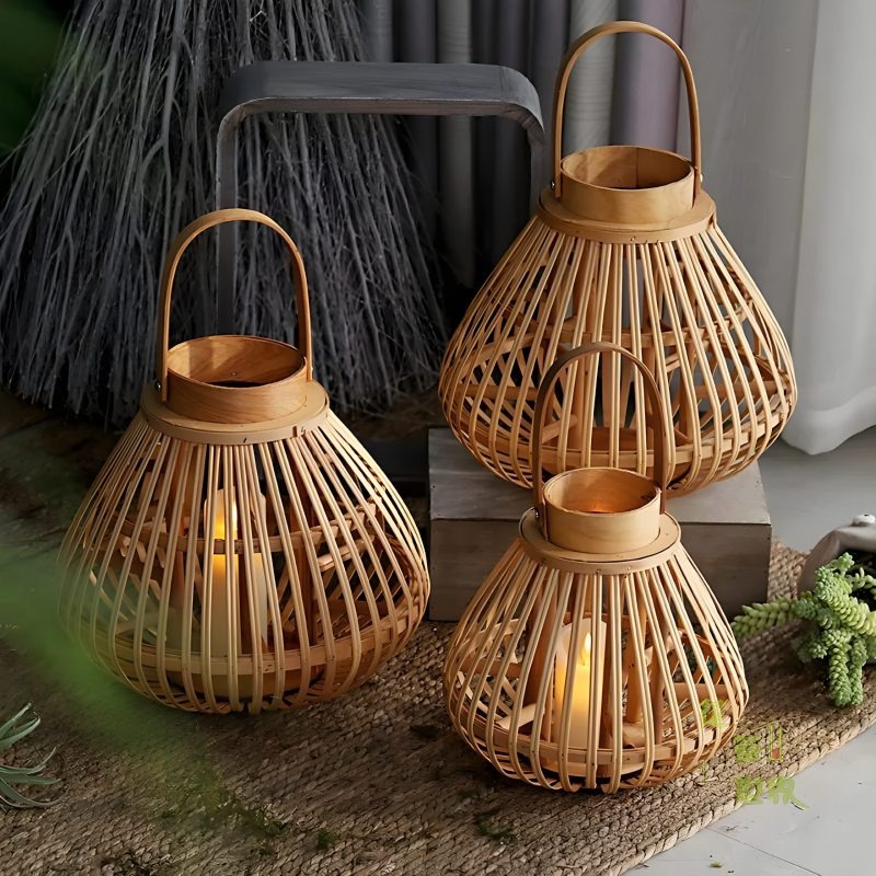 Hanging Outdoor Wicker Lantern