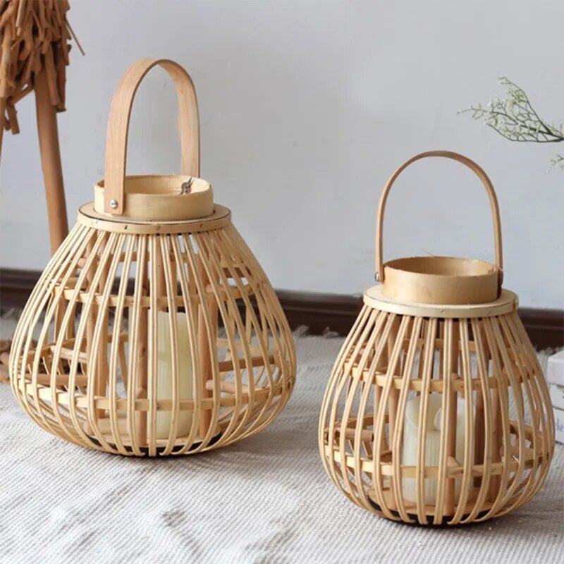 Hanging Outdoor Wicker Lantern