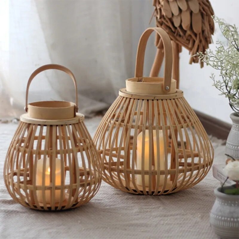 Hanging Outdoor Wicker Lantern