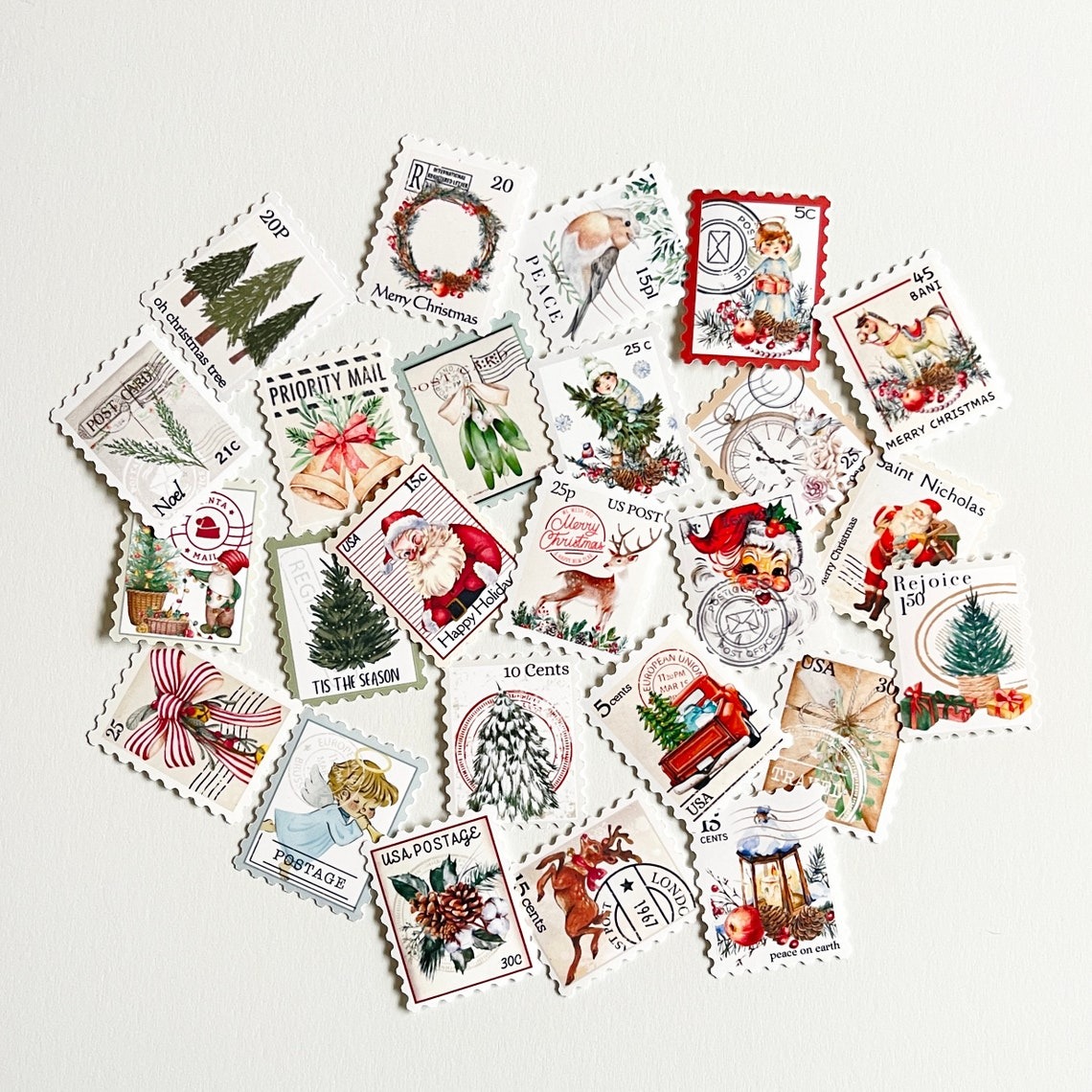 25 Christmas Holiday Stamps Design Stickers