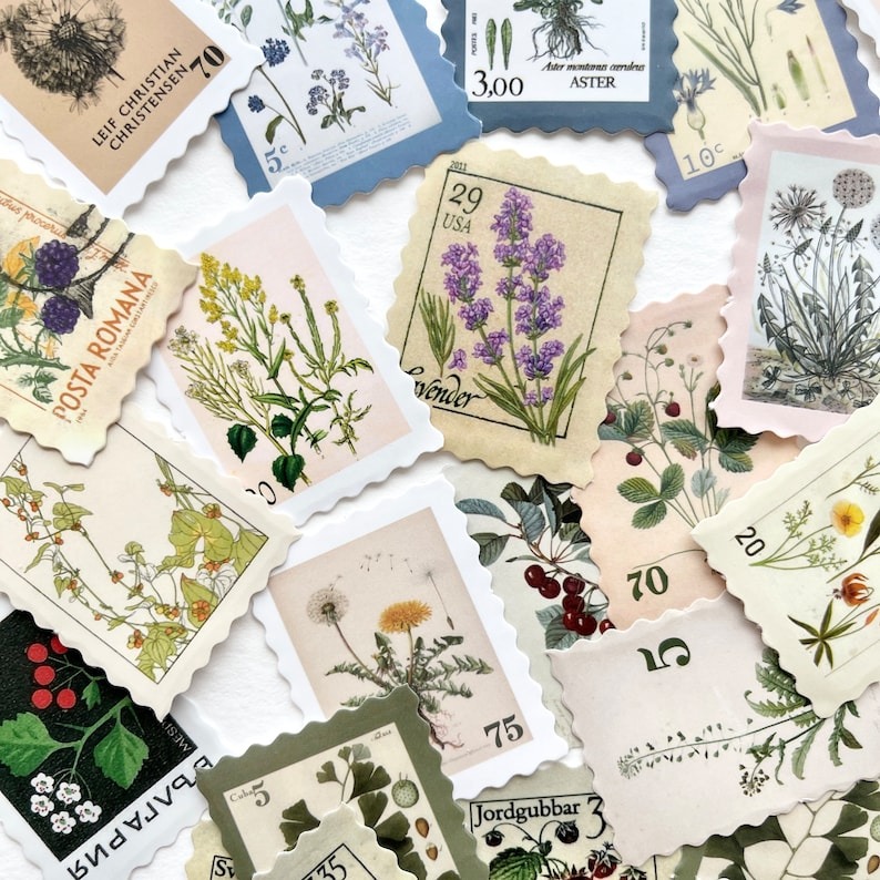Floral Botanical Muted Stamp Sticker