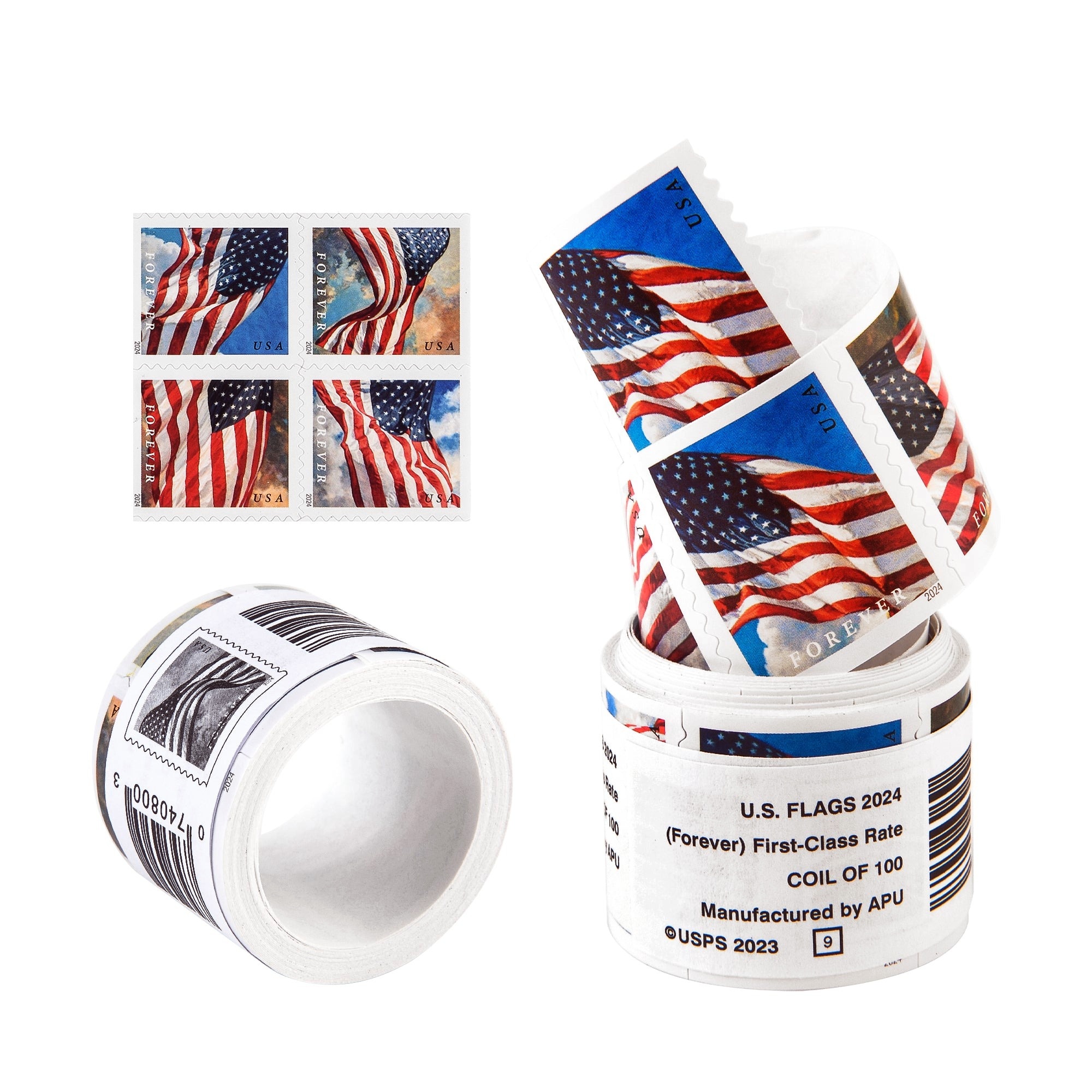 U.S. Flag 2024 Roll of Forever Postage Stamps 100