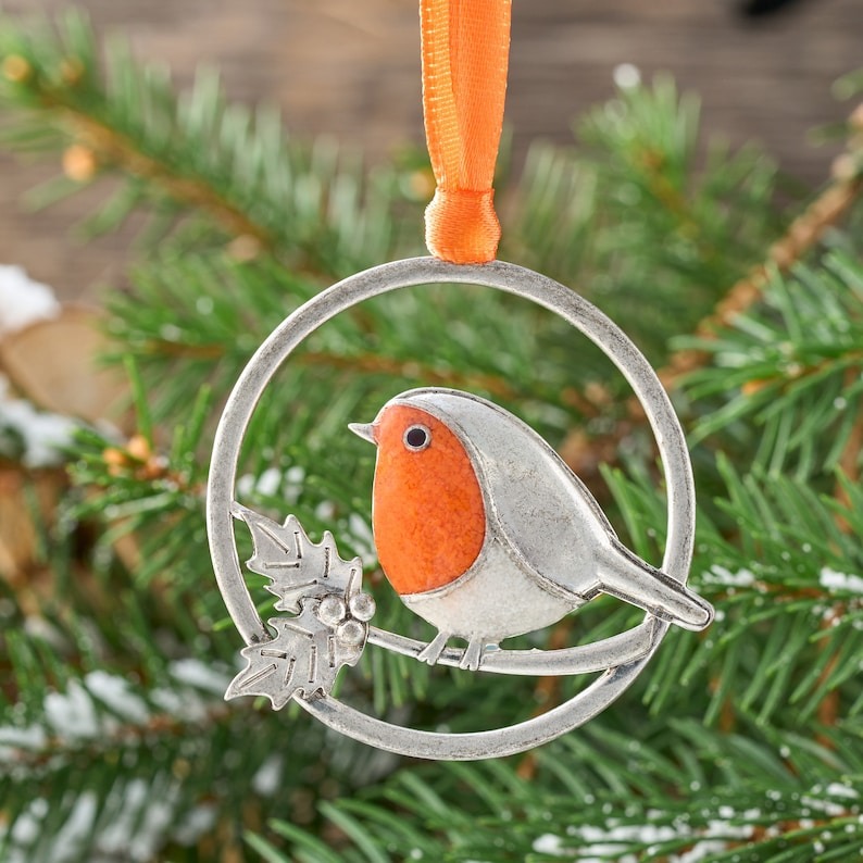 Handmade Sand Robin Branch Ornament