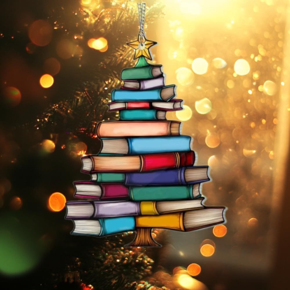 Christmas Book Tree Suncatcher Ornament