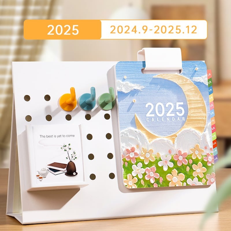 2025 New Model Perforated Board Storage Desk Calendar