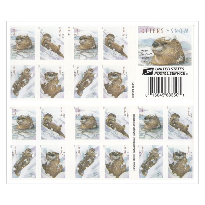 2021 USPS Otters In Snow Forever Stamps 100Pcs/Pack