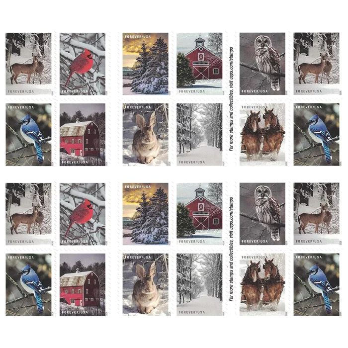 2020 USPS Winter Scenes Forever Stamps 100Pcs/Pack