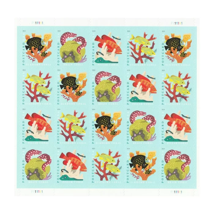 2019 USPS Coral Reefs Postcard Rate Stamps 100Pcs/Pack