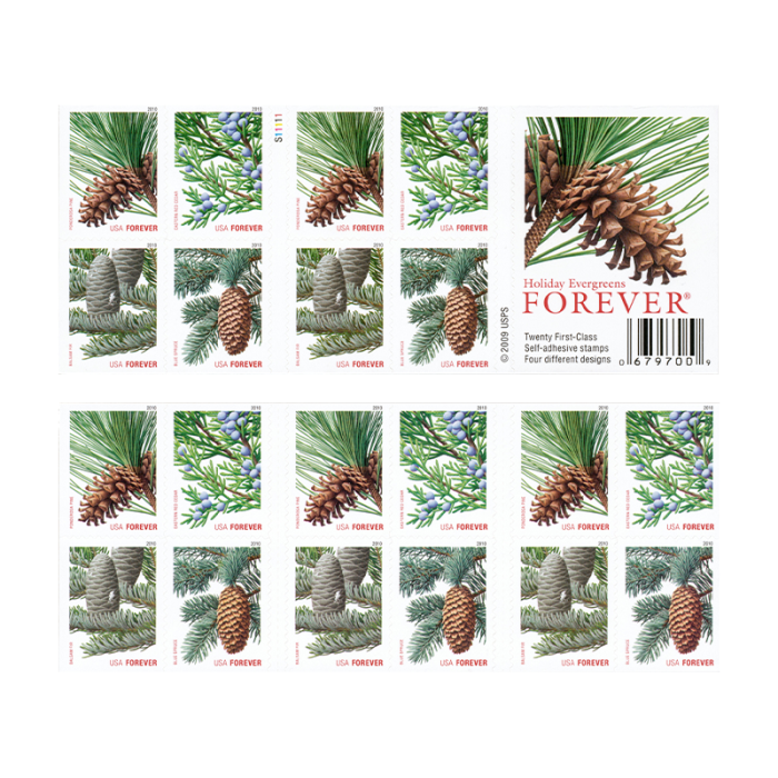 2010 USPS Holiday Evergreens Forever Stamps 100Pcs/Pack