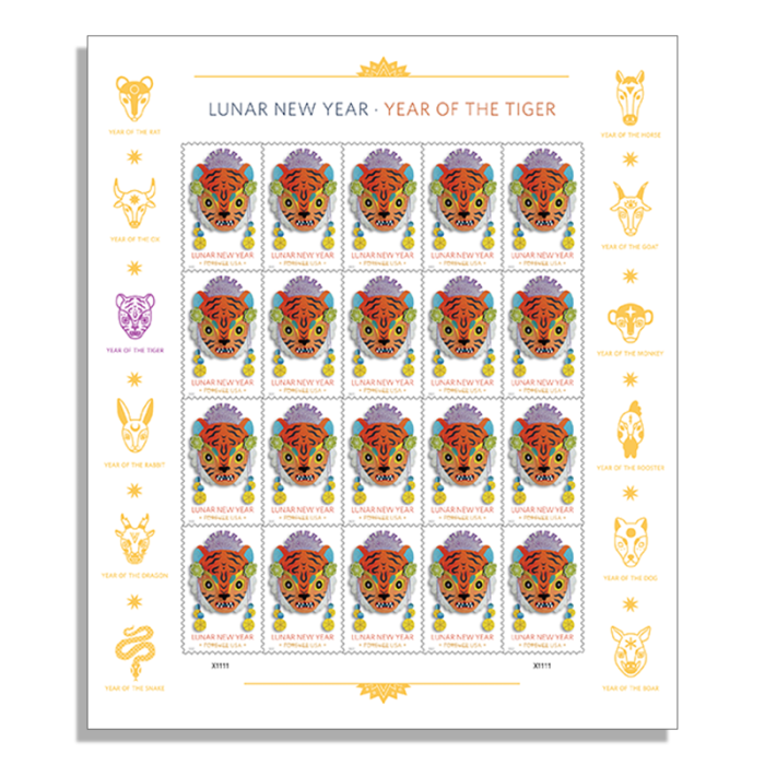 2022 USPS Year Of The Tiger Forever Stamps 100Pcs/Pack