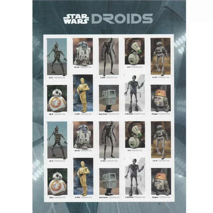 2021 USPS Star Wars Droids Forever Stamps 100Pcs/Pack
