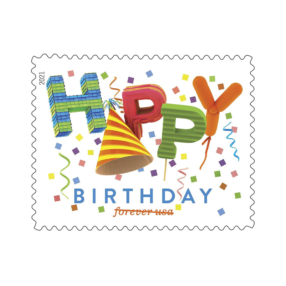 2021 USPS Happy Birthday Forever Stamps 100Pcs/Pack