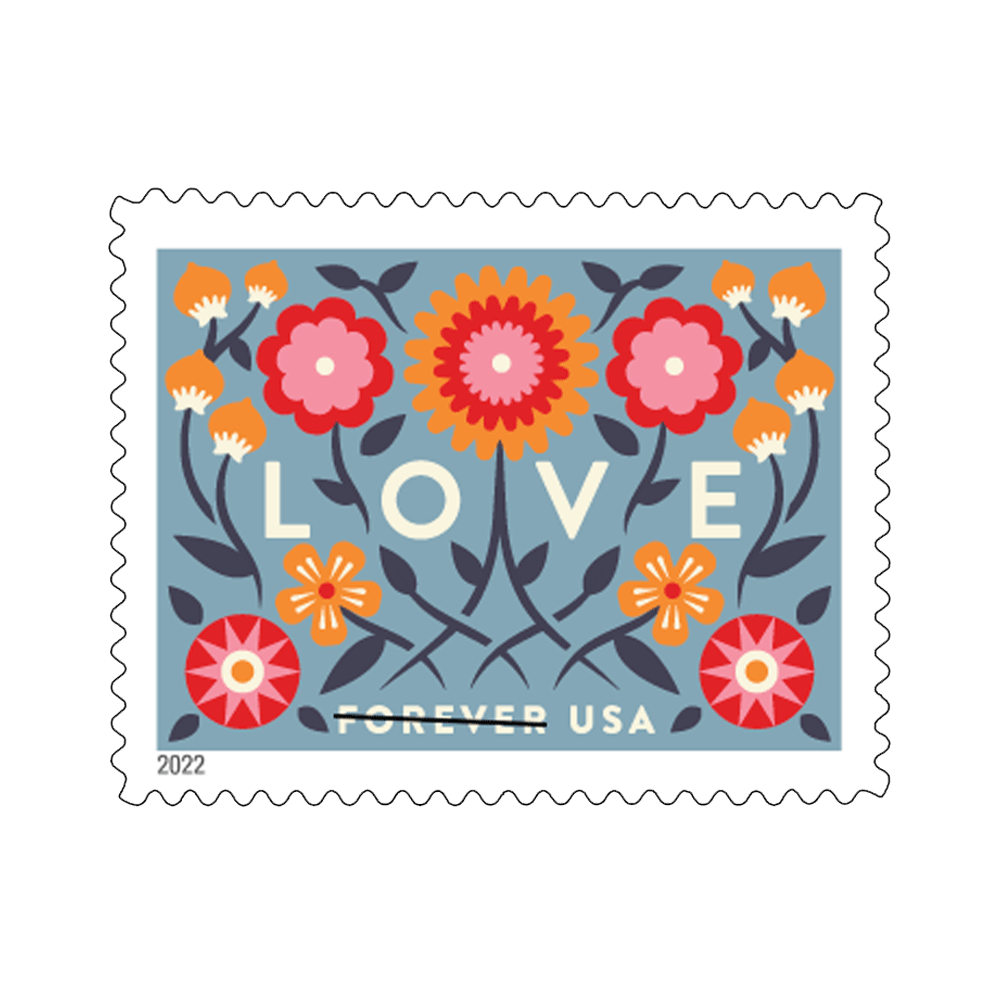 2022 USPS Love Flowers Forever Stamps 100Pcs/Pack