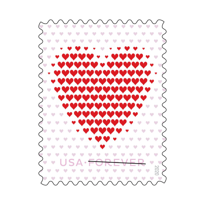 2020 USPS Made Of Hearts Love Forever Stamps 100Pcs/Pack