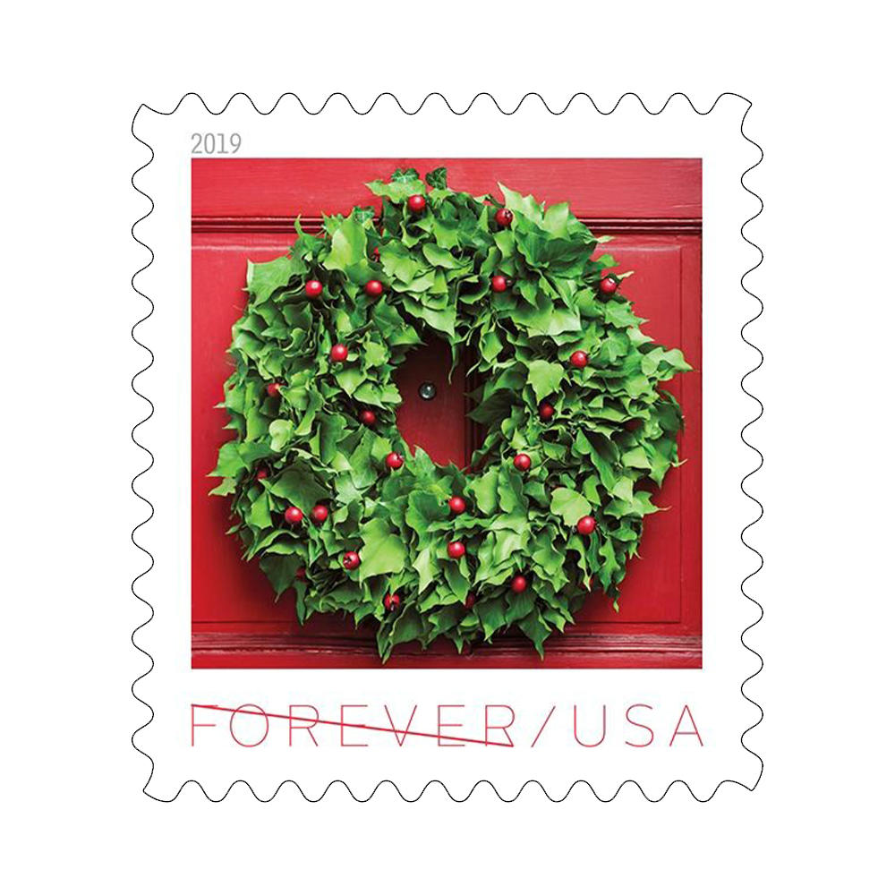 2019 USPS Holiday Wreaths Forever Stamps 100Pcs/Pack