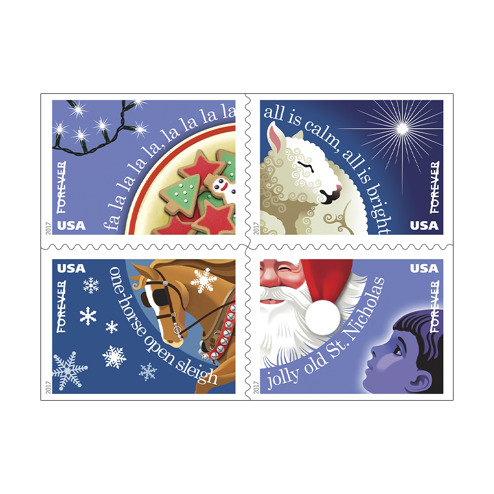2017 USPS Christmas Carols Booklet Forever Stamps 100Pcs/Pack
