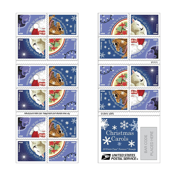2017 USPS Christmas Carols Booklet Forever Stamps 100Pcs/Pack