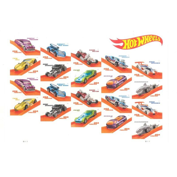 2018 USPS Hot Wheels Forever Stamps 100Pcs/2Packs