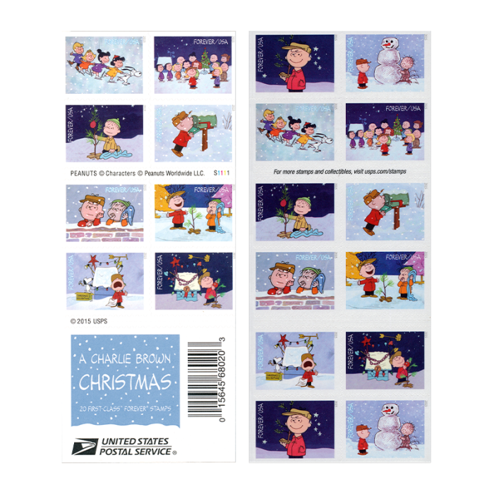 2015 USPS A Charlie Brown Christmas Forever Stamps 100Pcs/Pack