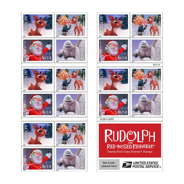 2014 USPS Rudolph The Red-Nosed Reindeer Forever Stamps 100Pcs/Pack