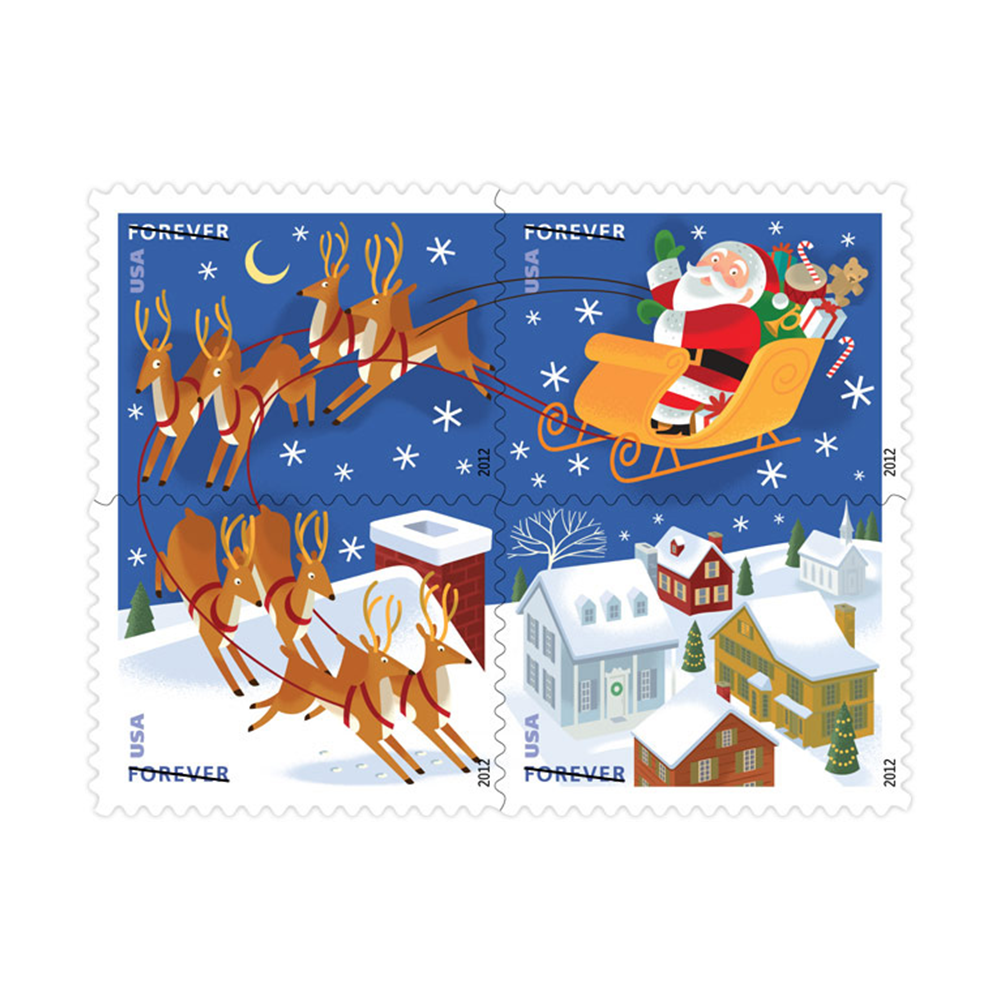 2012 USPS Santa Claus And Sleigh Forever Stamps 100Pcs/Pack