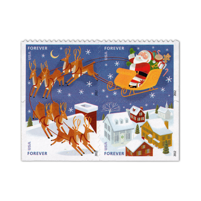 2012 USPS Santa Claus And Sleigh Forever Stamps 100Pcs/Pack
