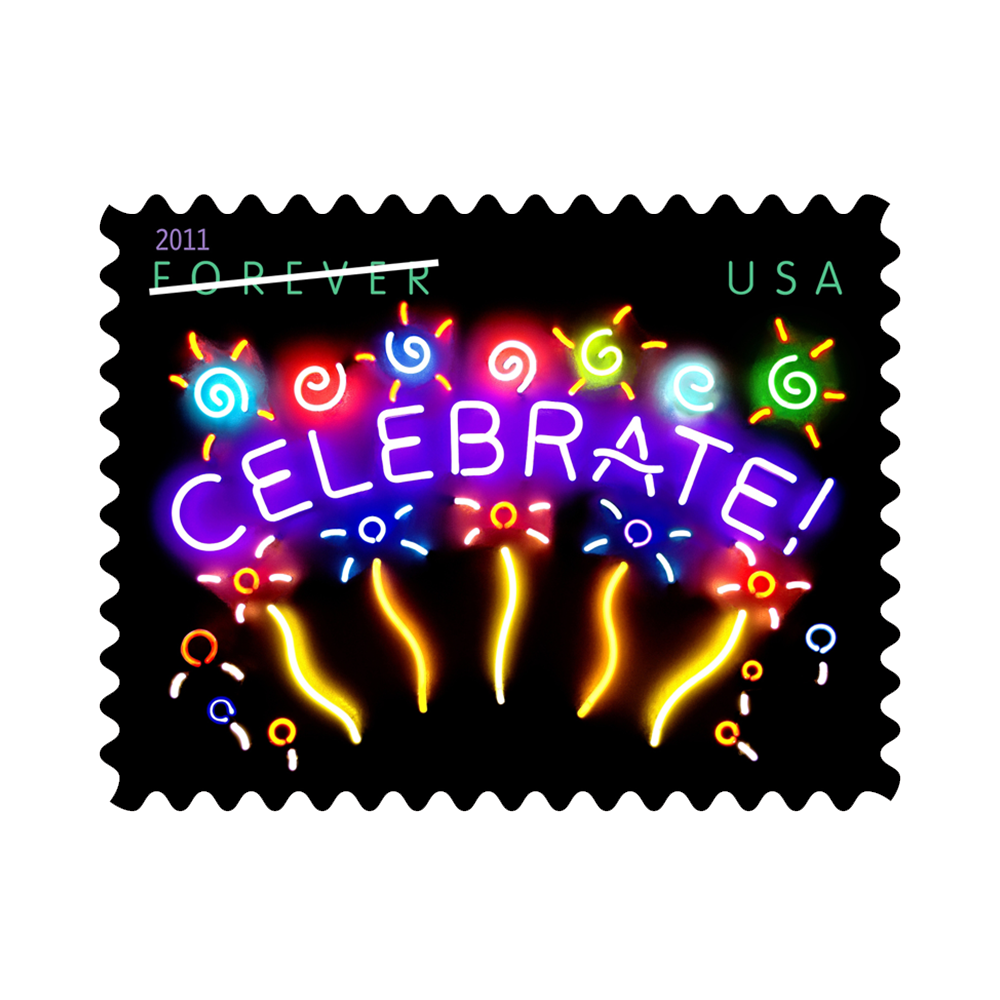 2011 USPS Neon Celebrate Forever Stamps 100Pcs/Pack
