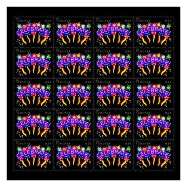 2011 USPS Neon Celebrate Forever Stamps 100Pcs/Pack