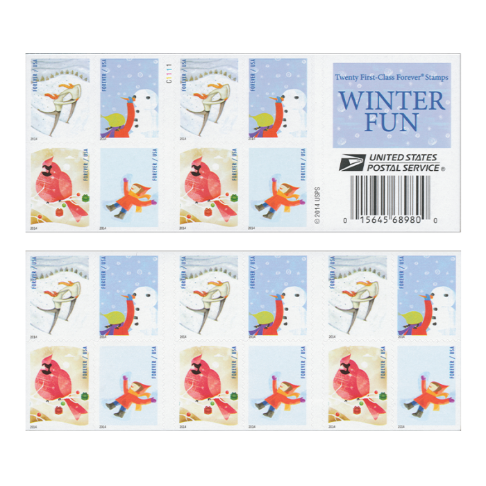 2014 USPS Winter Fun Forever Stamps 100Pcs/Pack