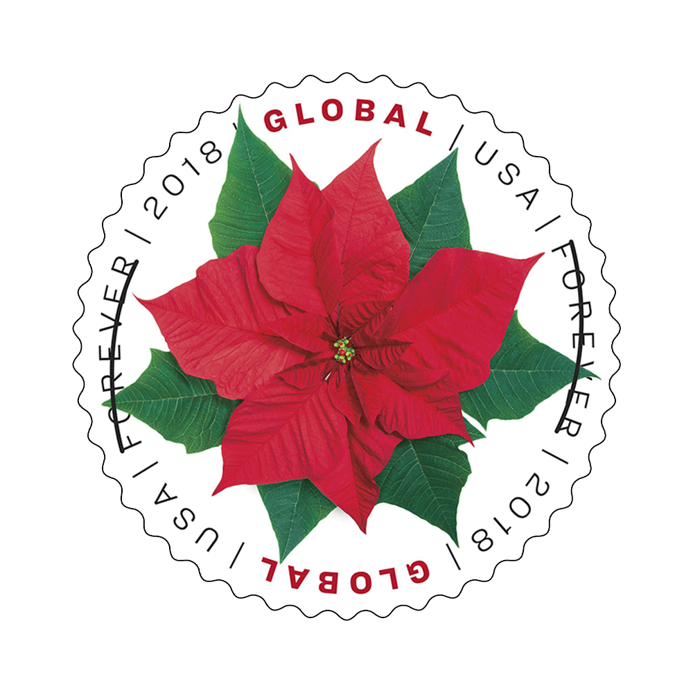 2018 USPS Global Poinsettia Forever Stamps 100Pcs/2Packs