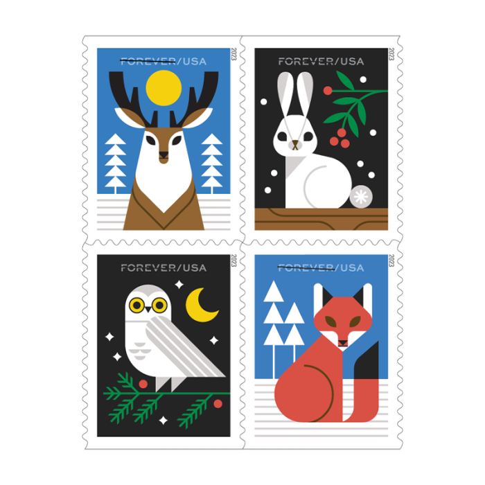 2023 USPS Winter Woodland Animals Forever Stamps 100Pcs/Pack