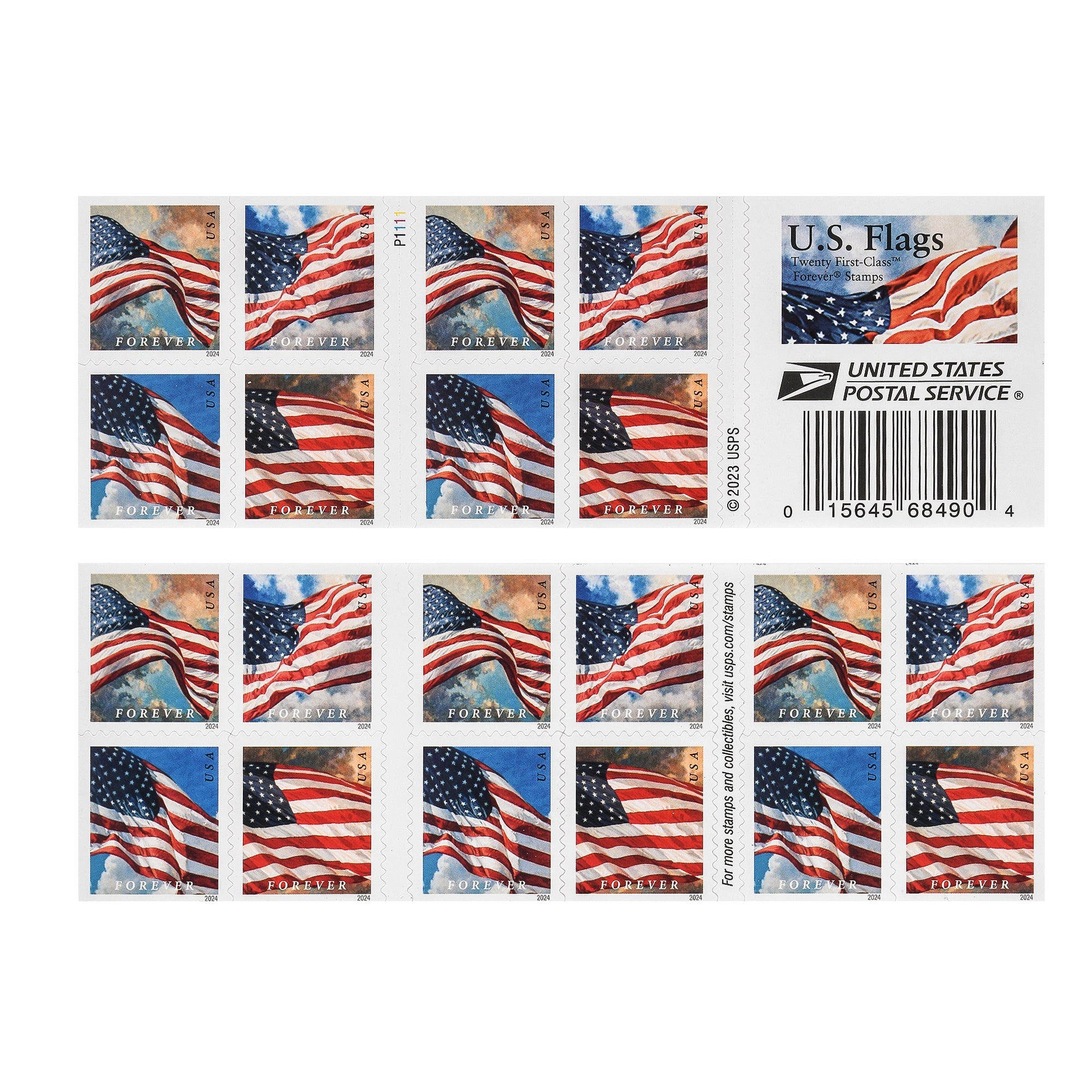 U.S. Flag 2024 Roll of Forever Postage Stamps 100